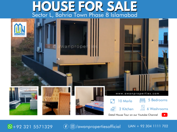 10 Marla Fully Furnished House For Sale In Bahria Town Phase 8 Islamabad - Awan Properties